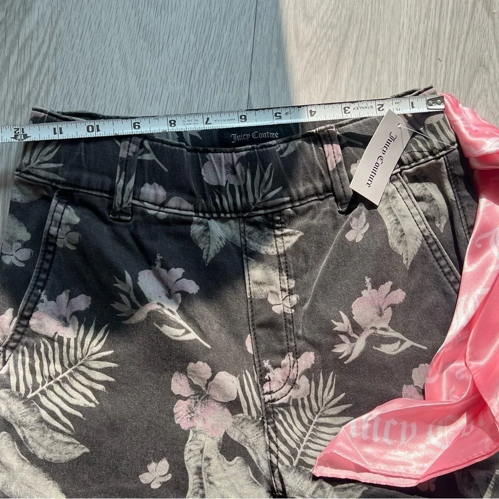 Juicy Couture Floral Print California Jean Women's 24 Black Stretch Scarf
